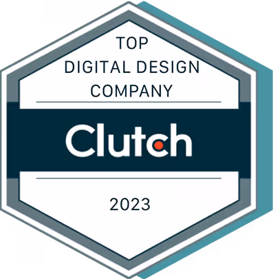 Clutch award badge recognizing ANODA as a Top Digital Design Company 2023.