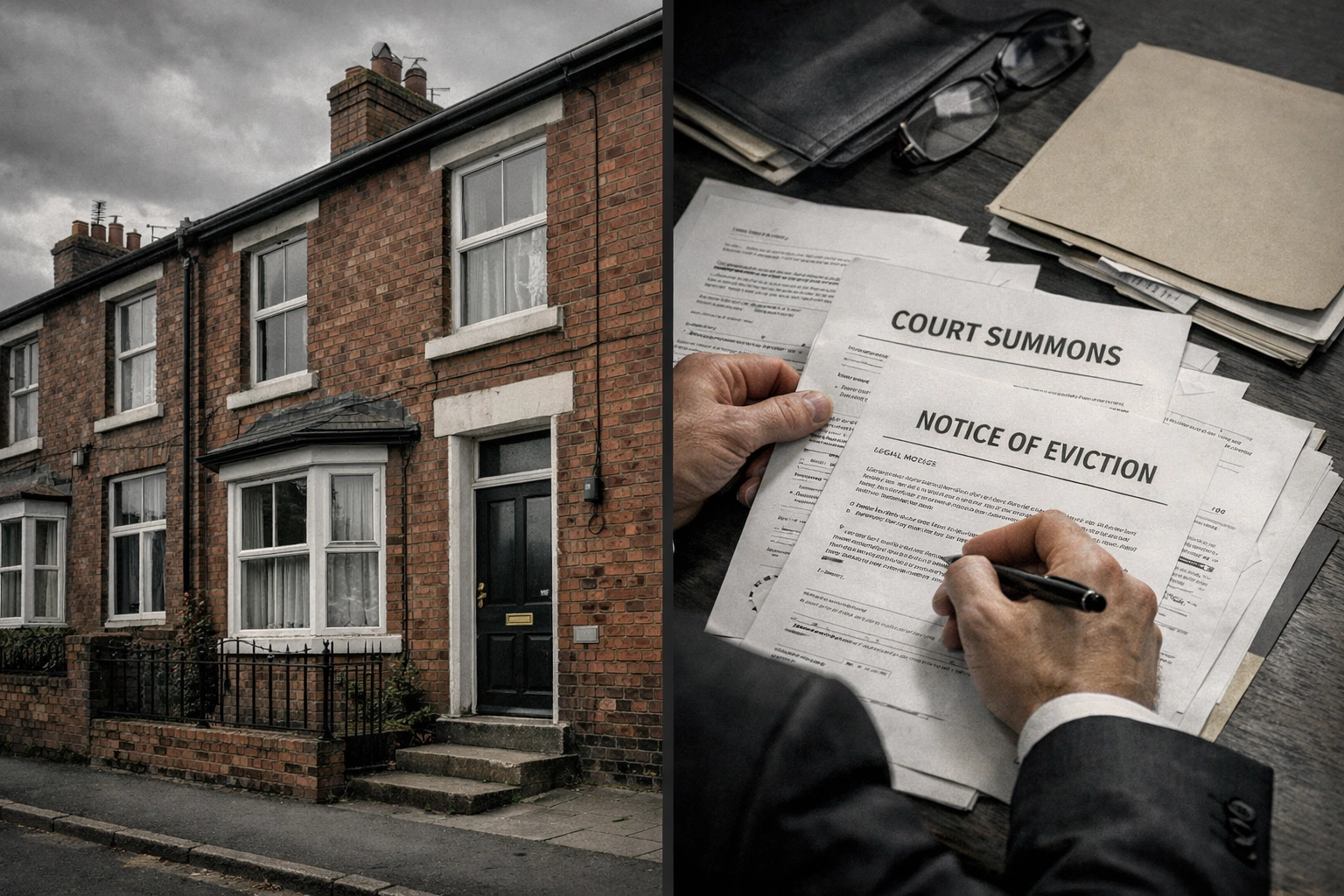 British rental property and court possession documents showing Section 21 to Section 8 transition