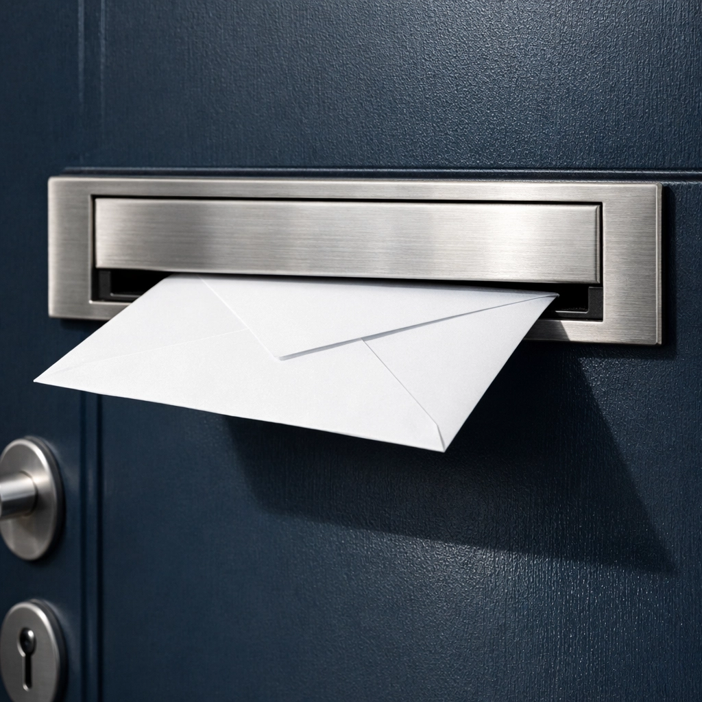 Letterbox receiving formal landlord notice demonstrating tenancy deadline requirements