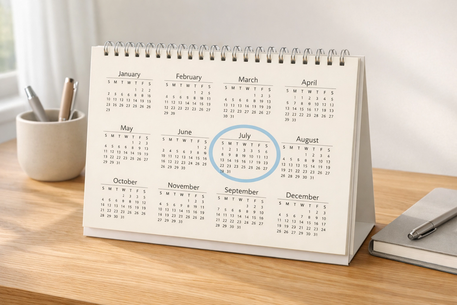 Calendar showing annual rent increase limit under Renters Rights Act 2026