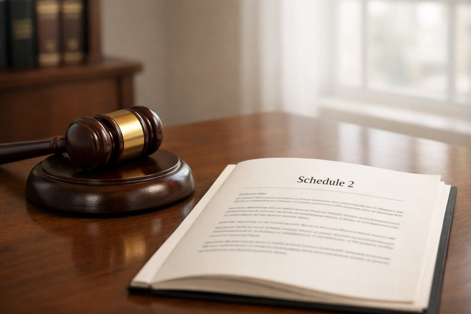 Legal gavel and Schedule 2 possession grounds document for Renters' Rights Act 2026
