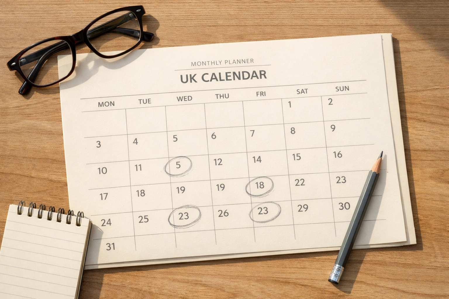 Calendar showing court discretion on eviction timing under Scottish housing law