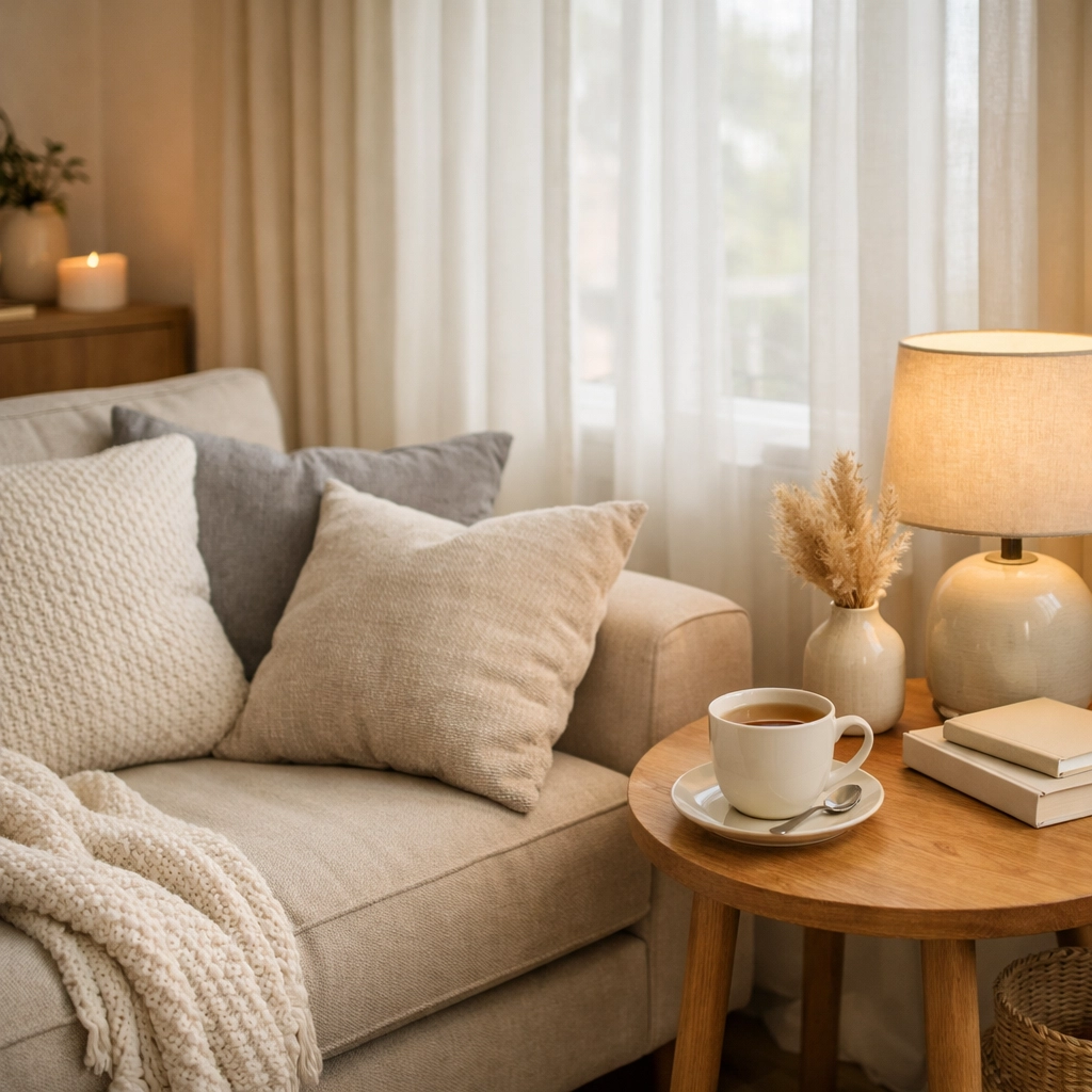 Safe and secure living room representing domestic abuse housing protection under Scottish legislation