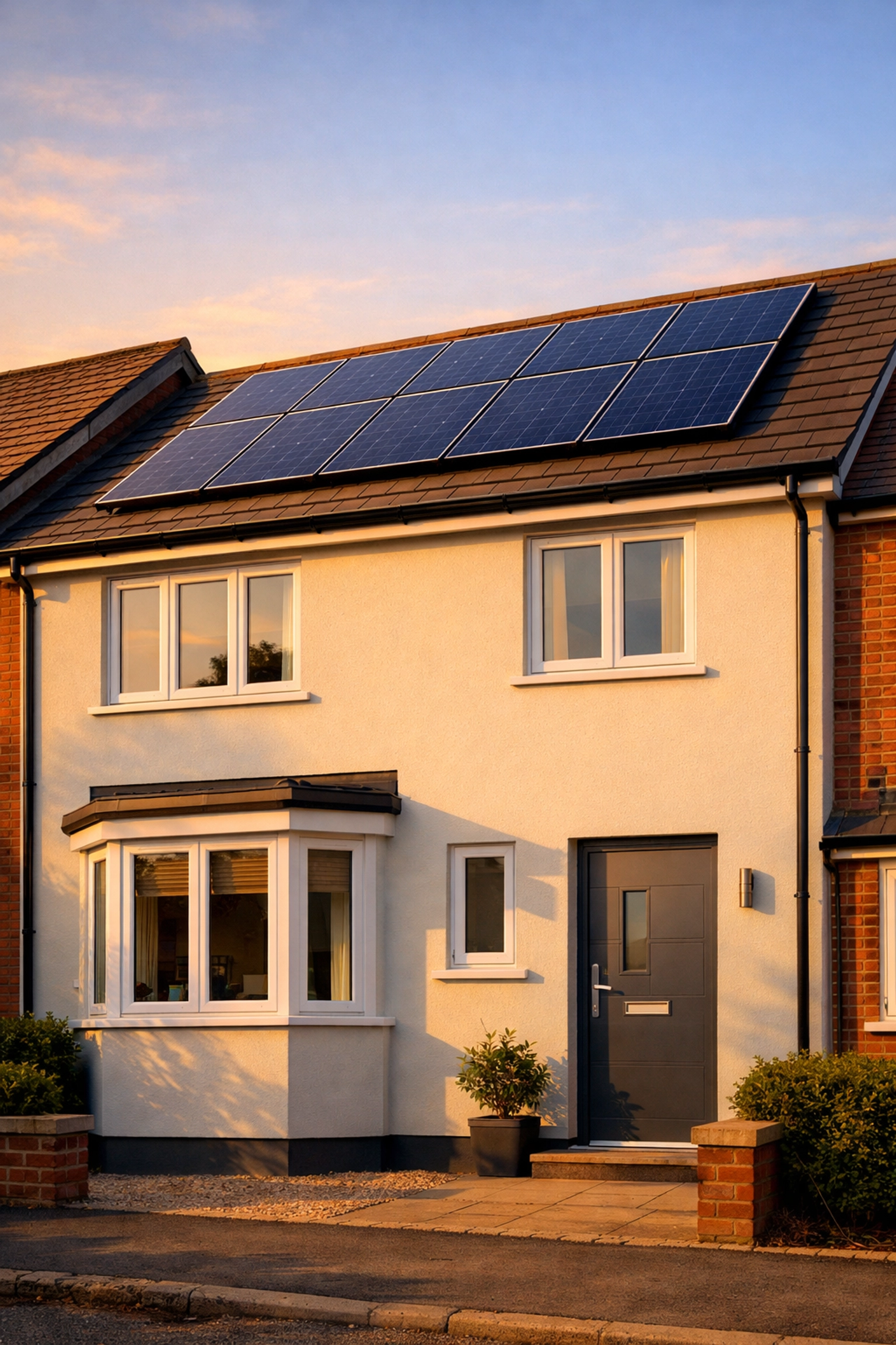Scottish terraced house with energy efficiency improvements including solar panels and insulation