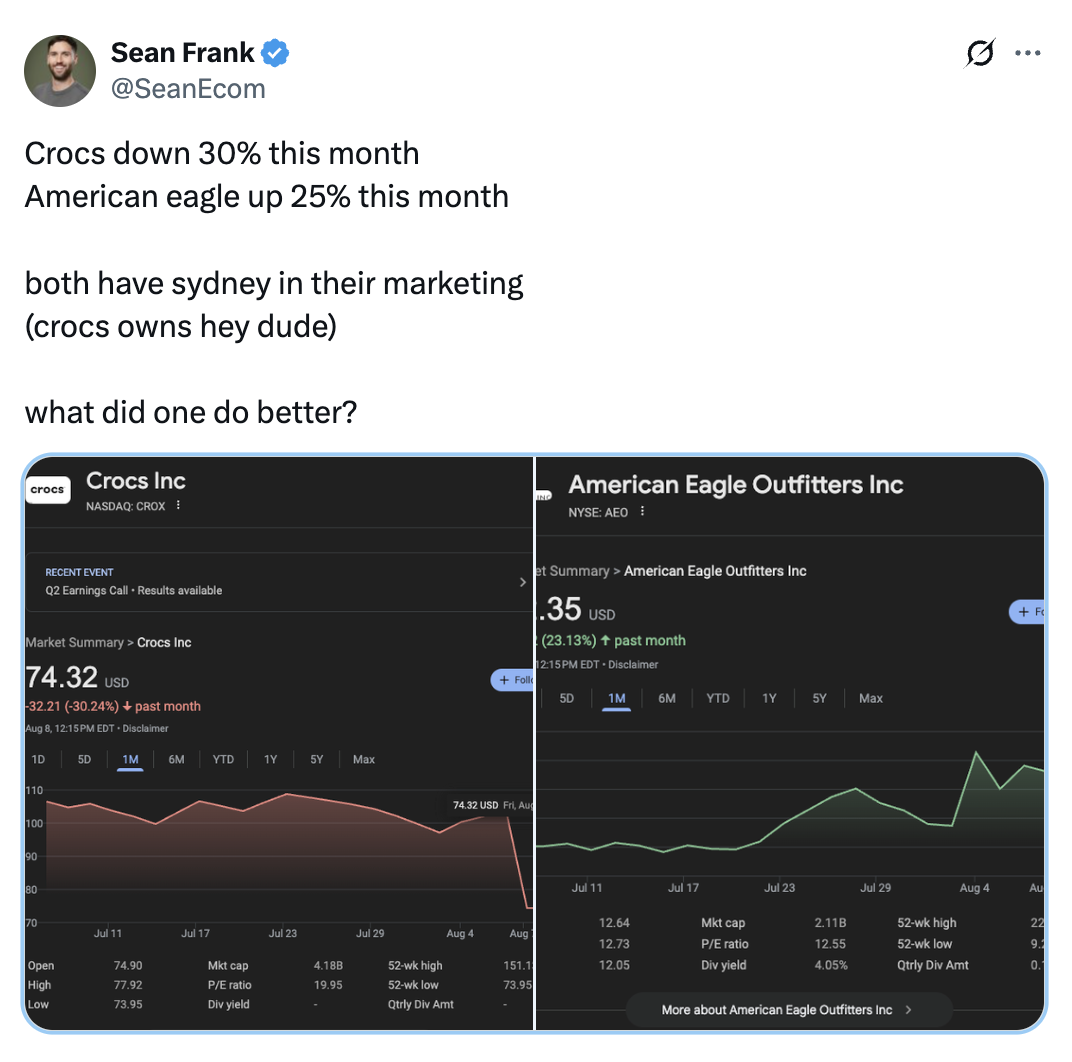 A tweet from Sean Frank