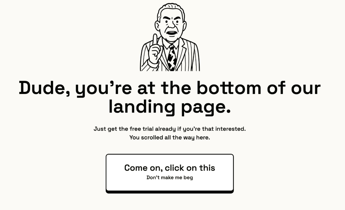 CTA at the bottom of a page