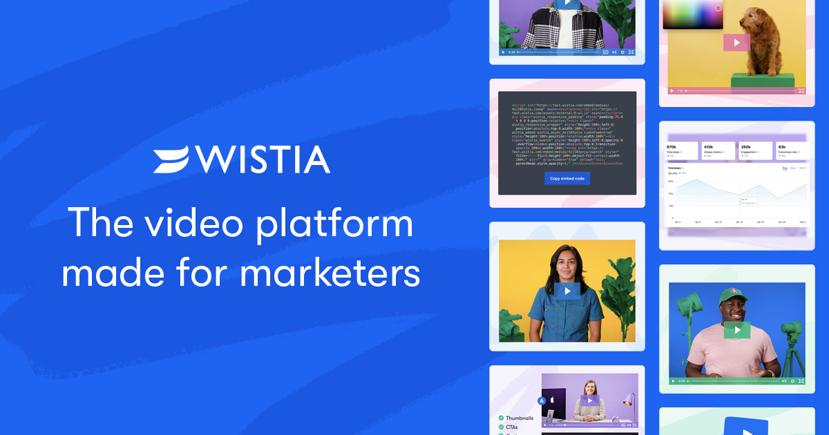 Wistia video platform interface showcasing marketing video features