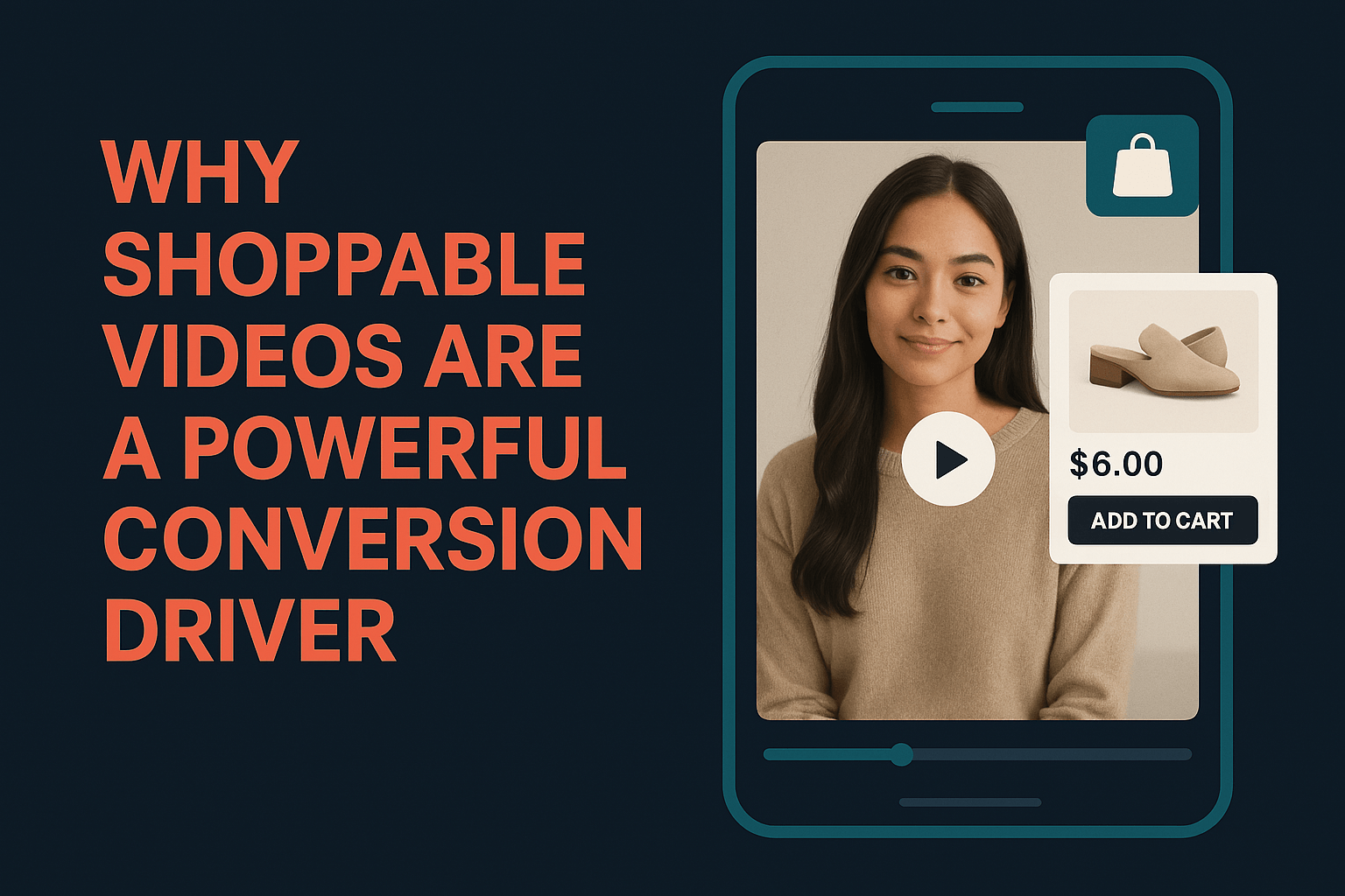 Shoppable video interface showcasing shoe product with add to cart button