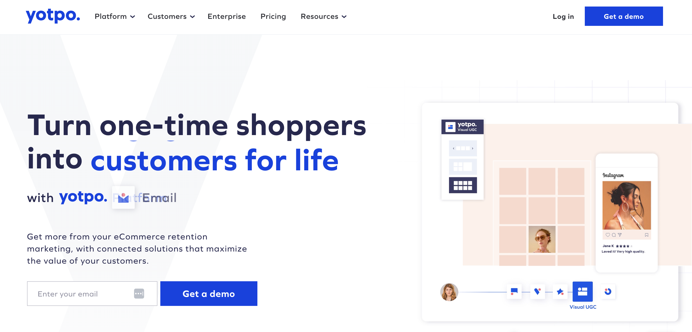 Yotpo homepage showcasing eCommerce retention marketing solutions