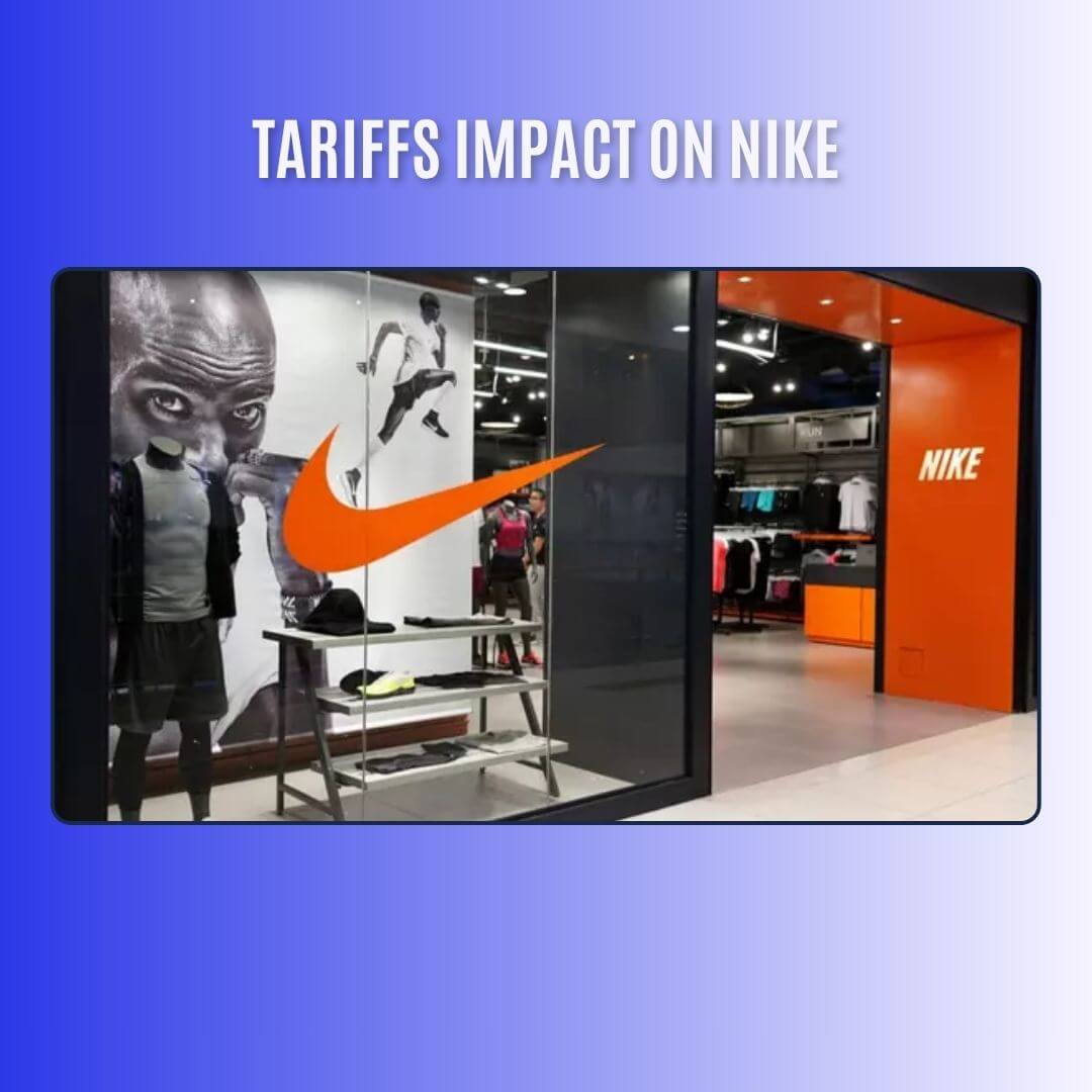 Nike store display showcasing athletic apparel with large orange swoosh logo