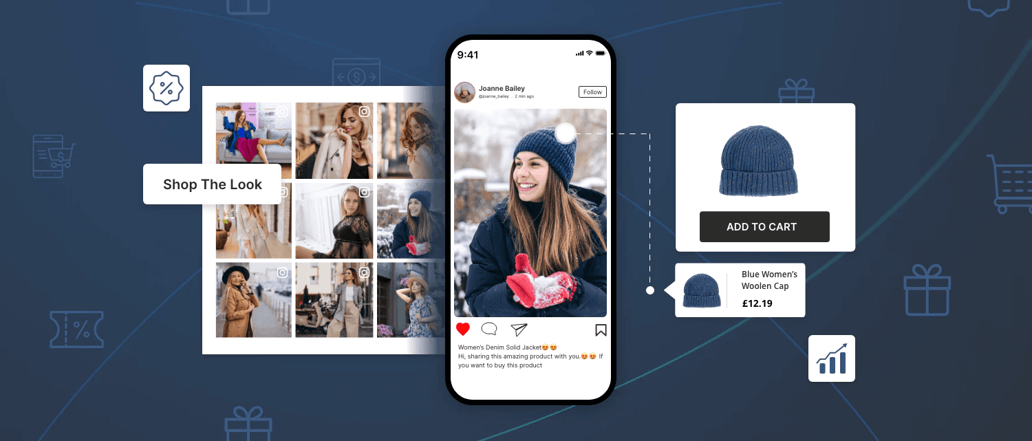 Smiling woman in blue beanie and red gloves enjoying winter day