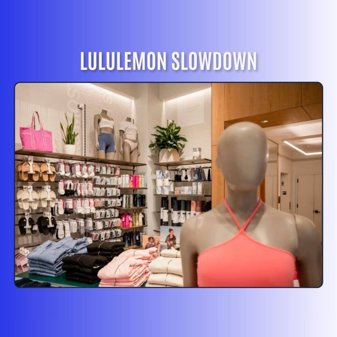 Lululemon store interior with merchandise, mannequin, and folded clothing