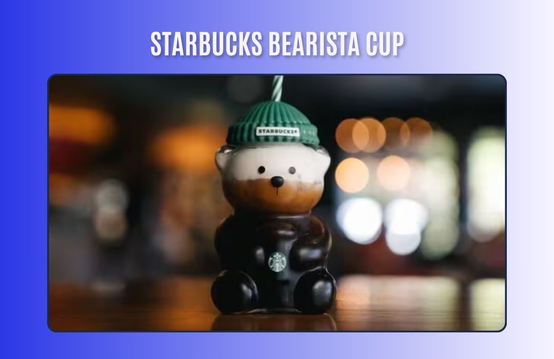 Starbucks bear-shaped ceramic mug with green knit hat
