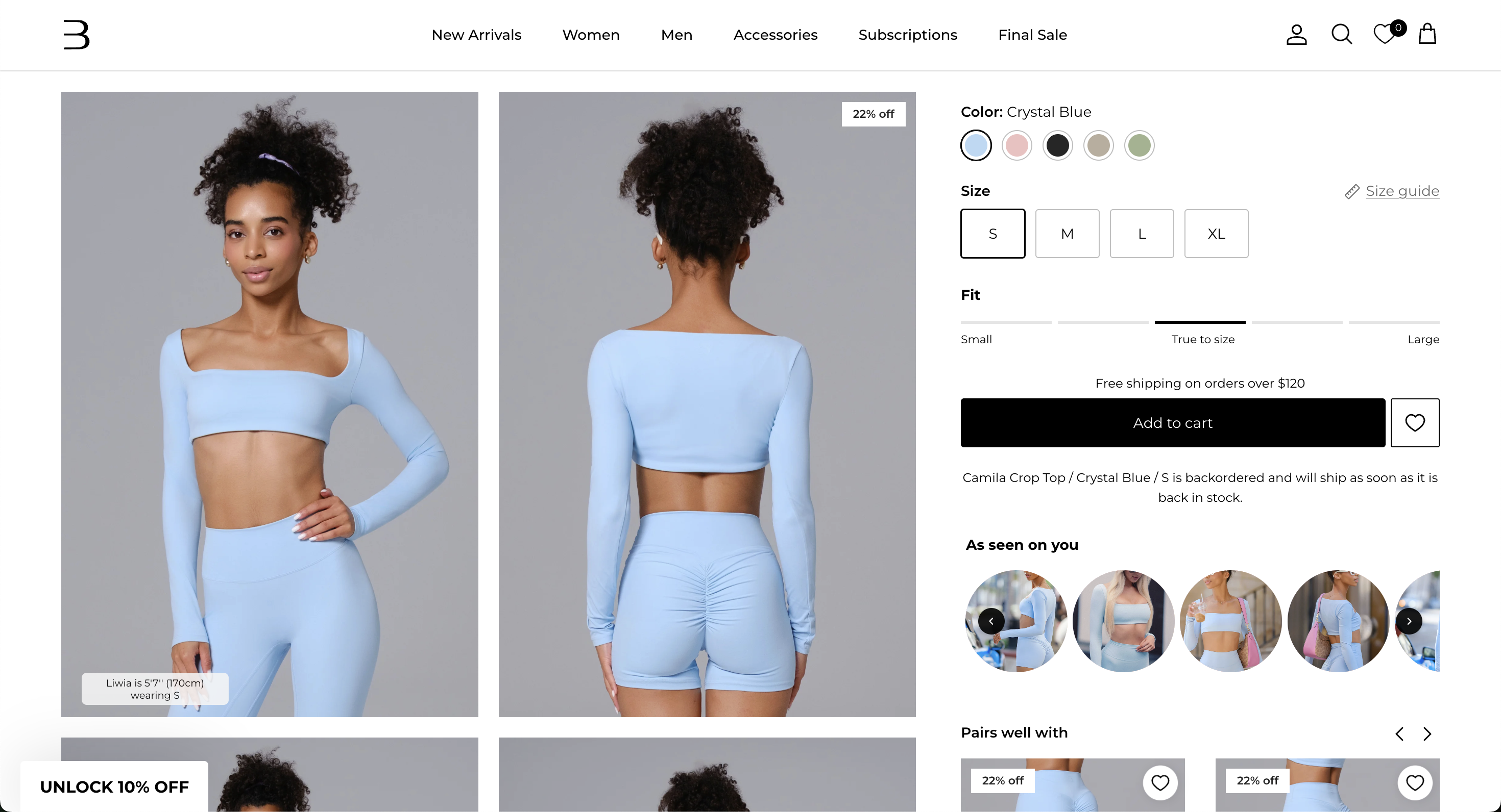 Light blue long-sleeve crop top and shorts athletic matching set