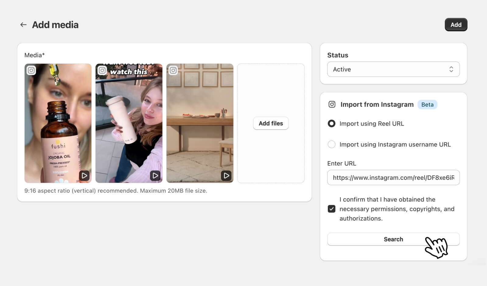 Three Instagram images showing beauty products and skincare routine