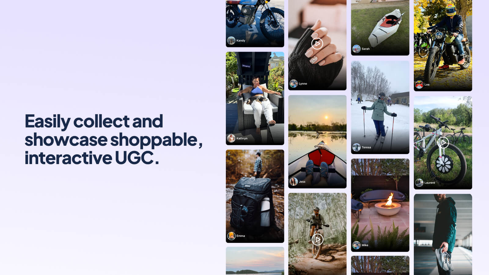 Grid of user-generated content showcasing outdoor activities and lifestyle images