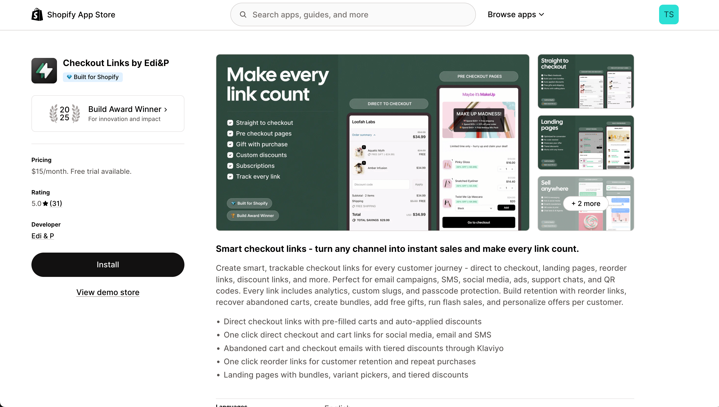 Checkout Links Shopify App