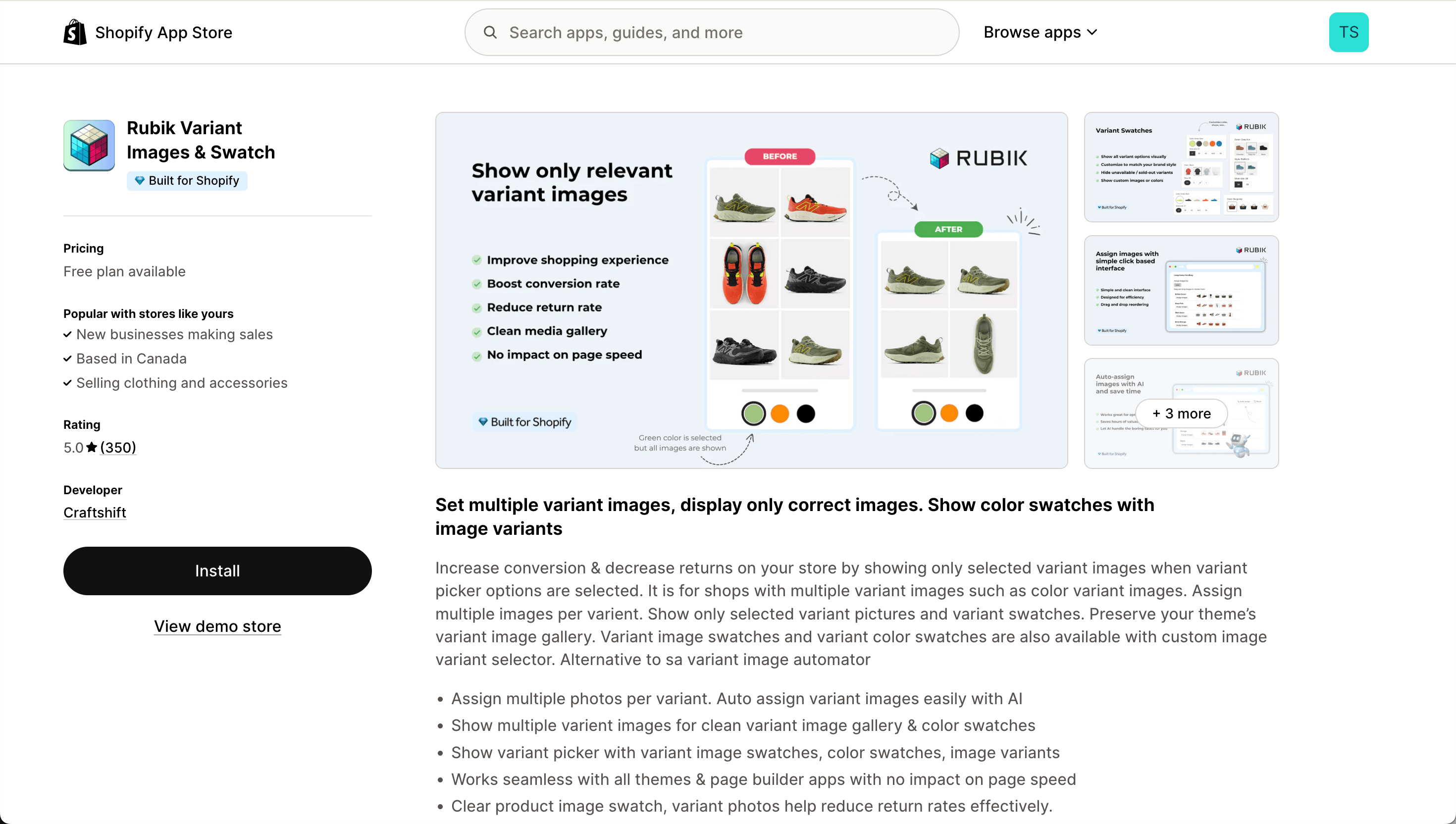 Rubik Variant shopify app