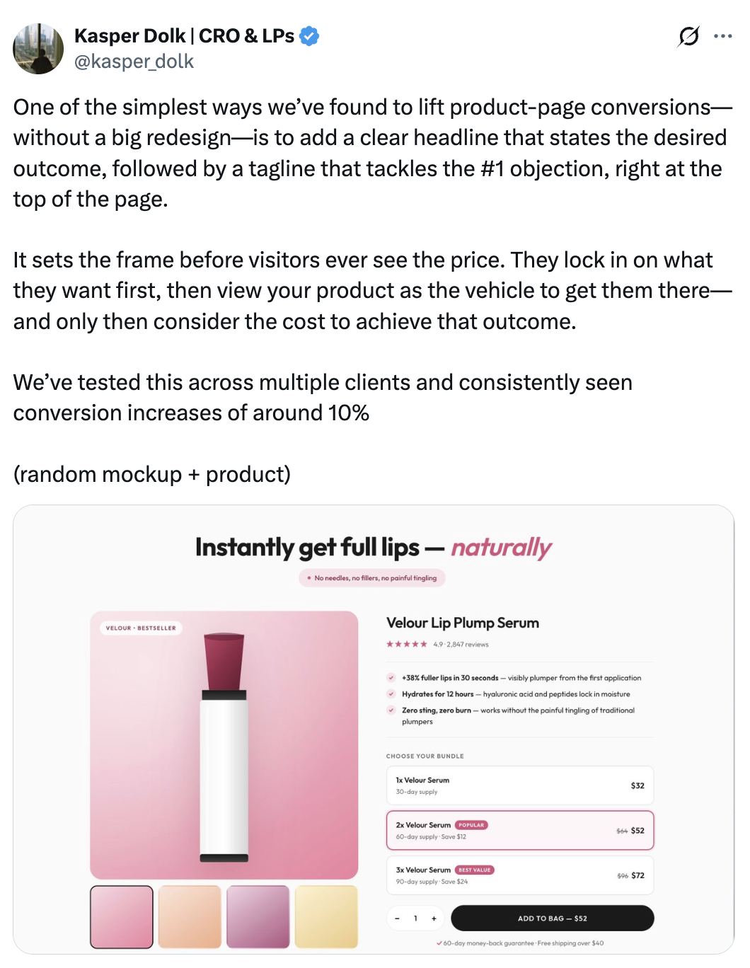 A tweet on How to collect customer video testimonials at scale