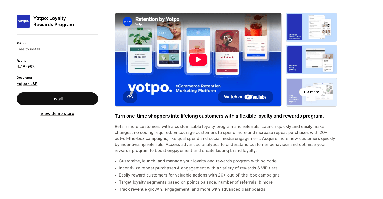 A screenshot of the Yotpo shopify app