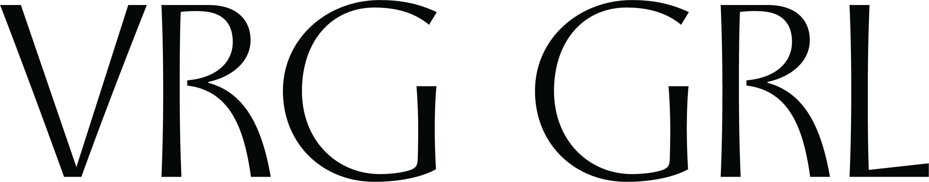 Black uppercase letters spelling out VRGGL in a bold, curved font