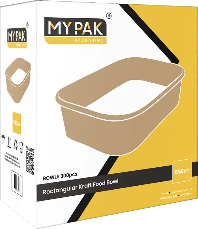 650ml Rectangular Kraft Food Bowls