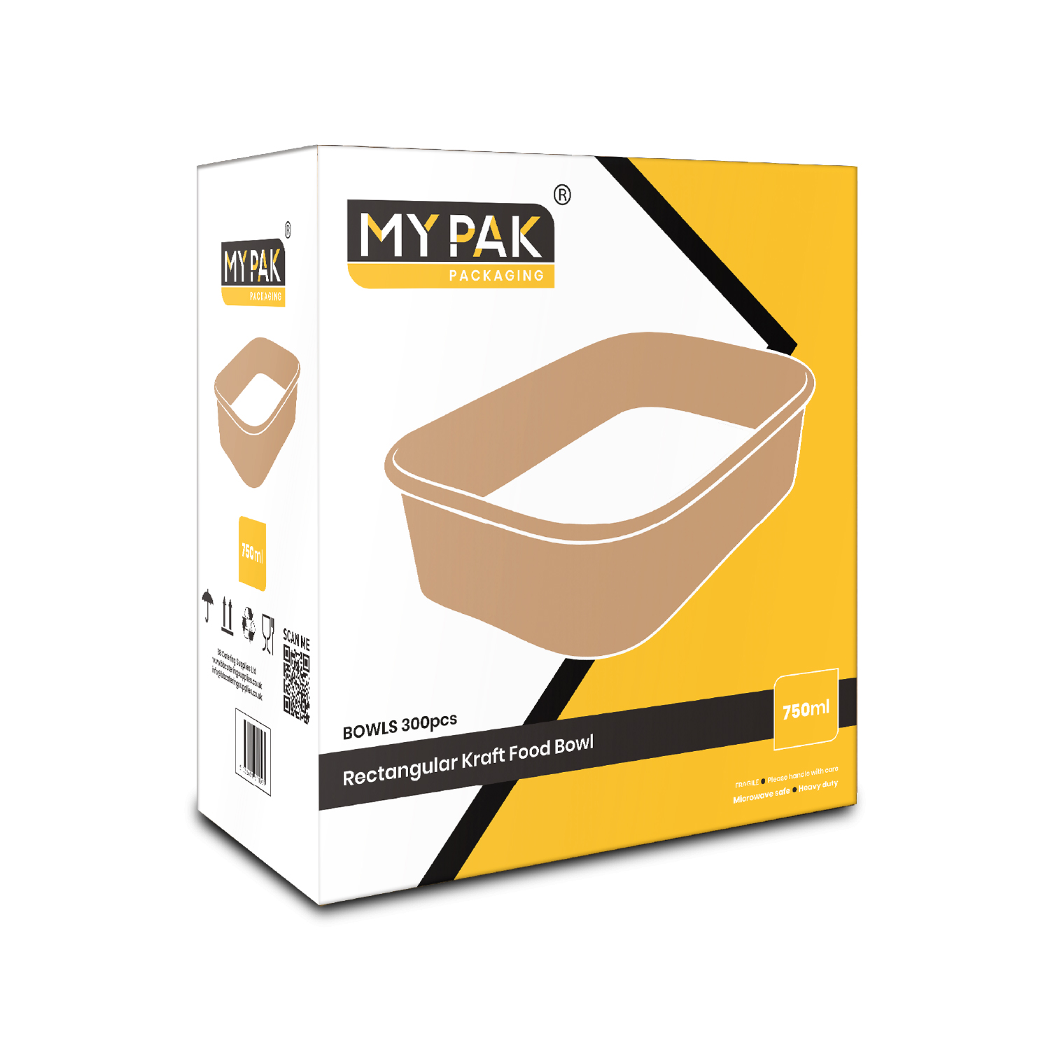 750ml Rectangular Kraft Food Bowls