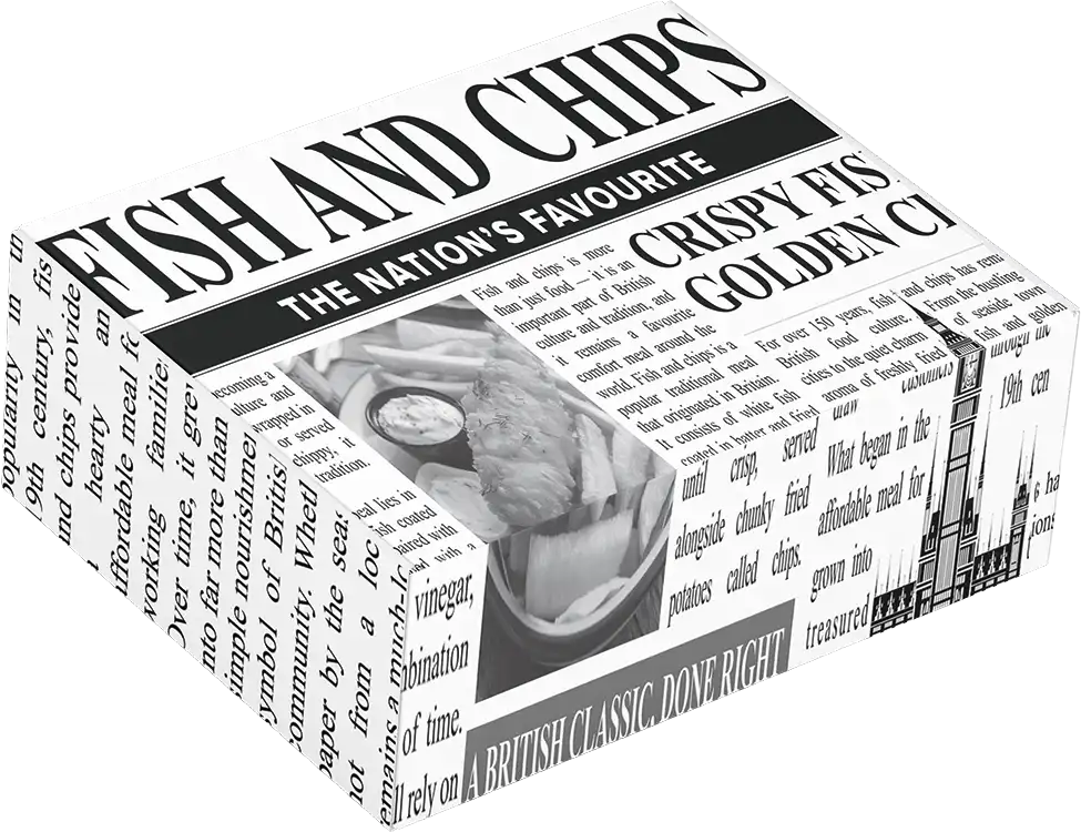 Mypak 6 x 6" Fish and Chips News Box - Corrugated Card