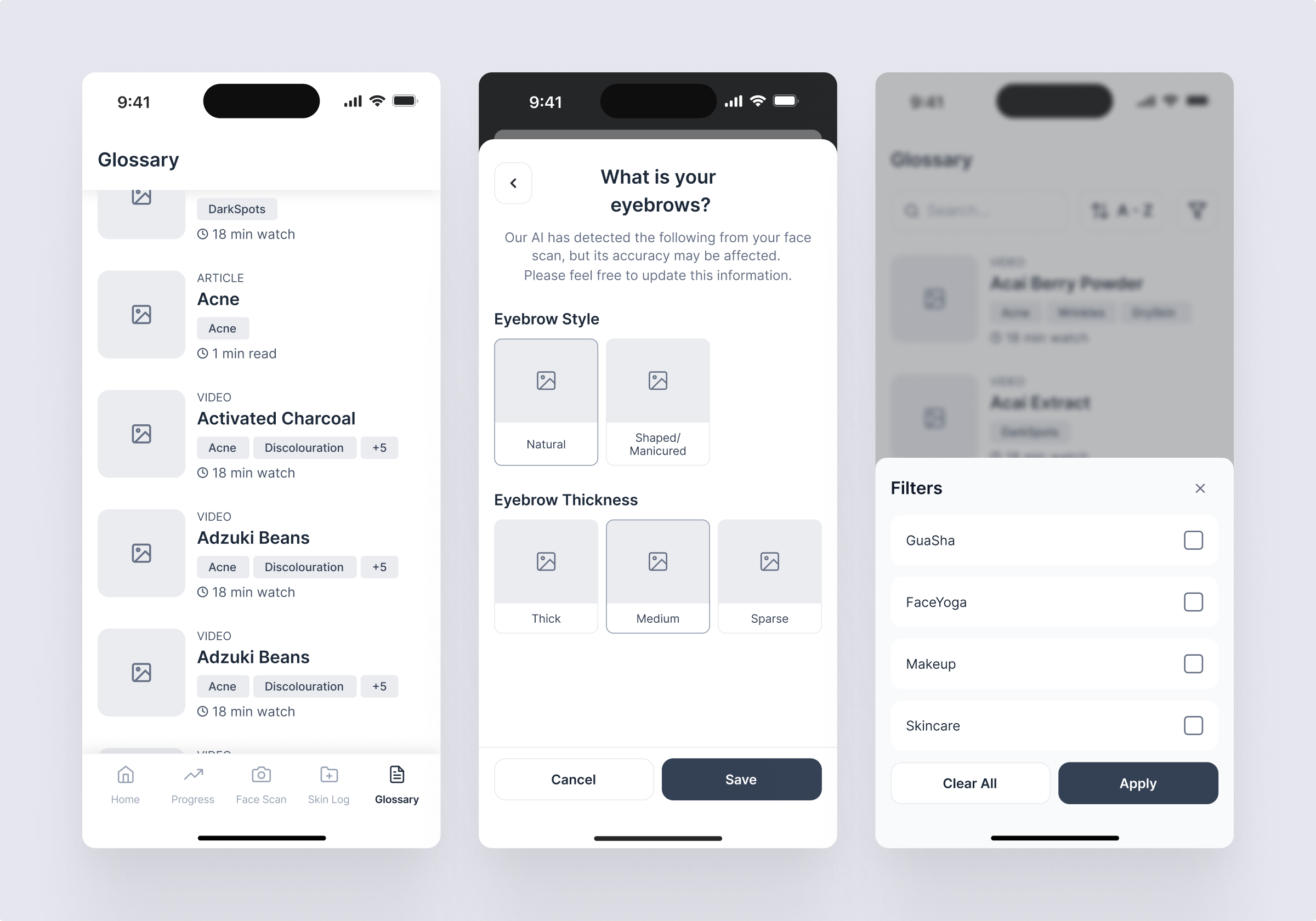 Forever Beauty skincare app overall screen flow — complete navigation map from splash screen to skincare routines
