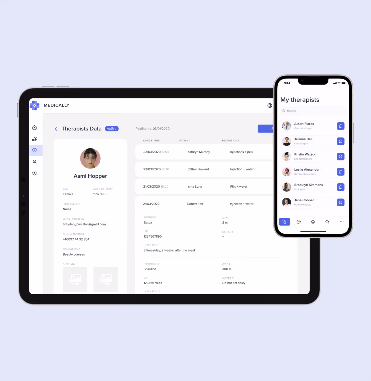 A health care management system app