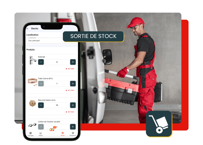 Sorties de stock techniciens et équipes mobiles

