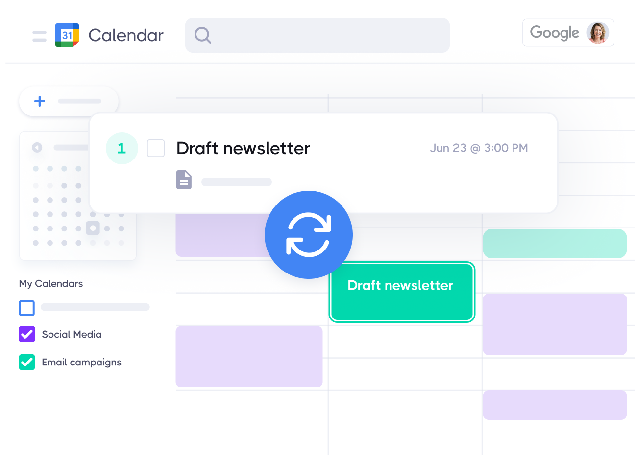 Sync multiple calendar and lists to Google Calendar