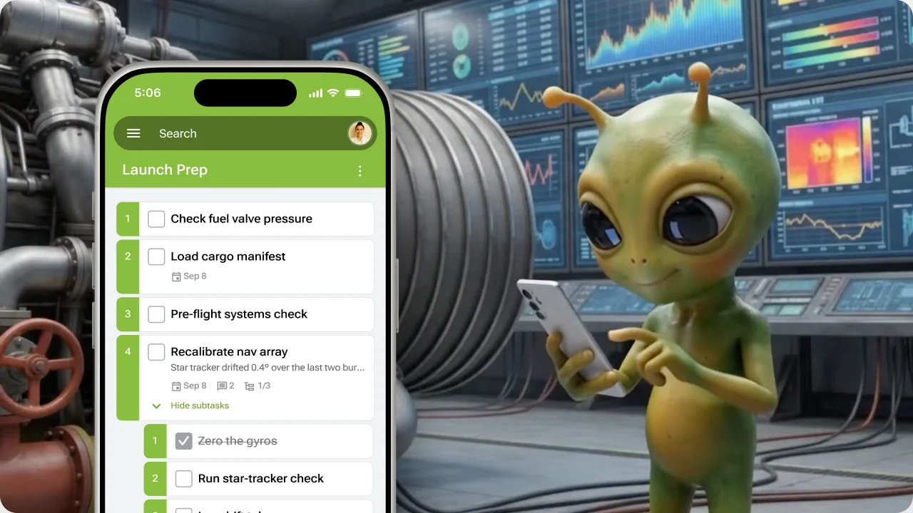 Watch the video: the redesigned GQueues app for iPhone, showing a Launch Prep task list