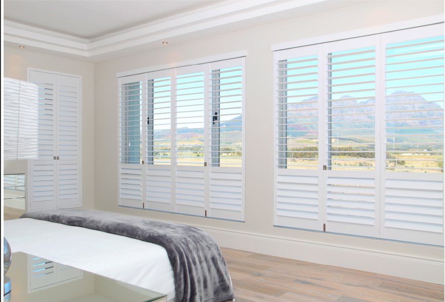 White interior shutters, scenic view