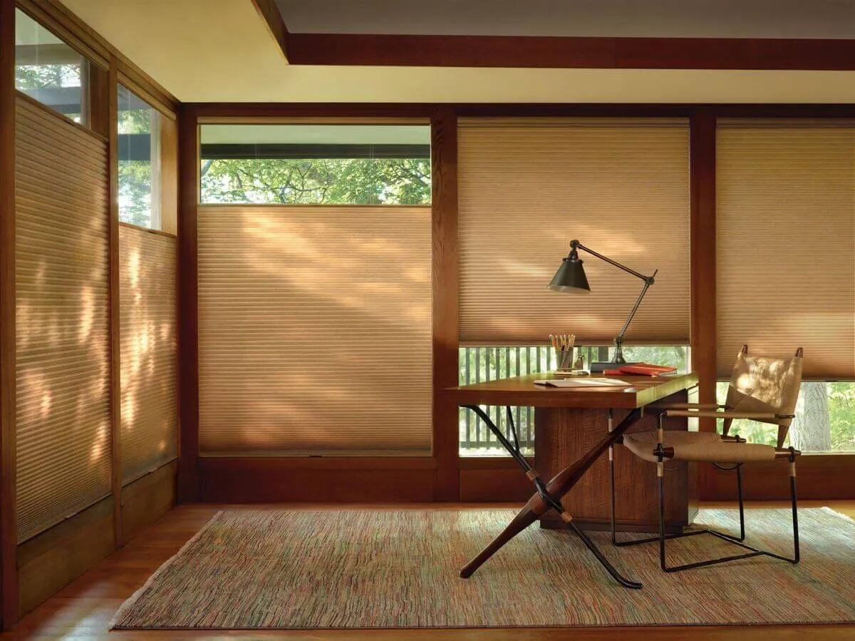 Office with cellular honeycomb shades