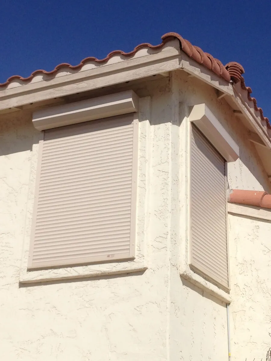 Rolling shutters on exterior windows