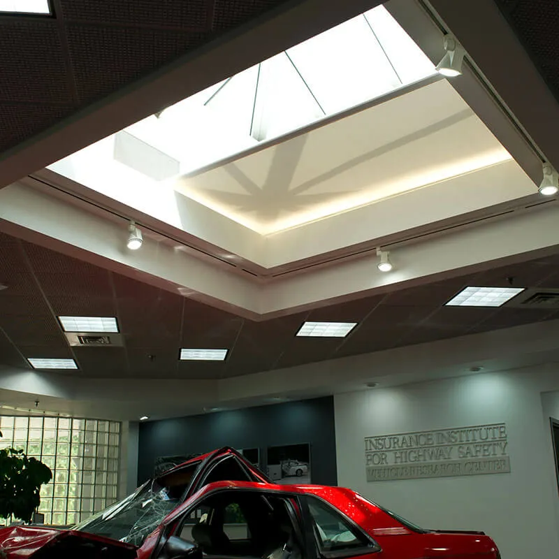 Skylight with shades in showroom.