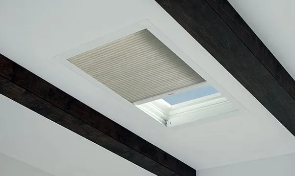 Skylight with pleated shade.