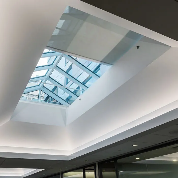 Large skylight with retractable shade.