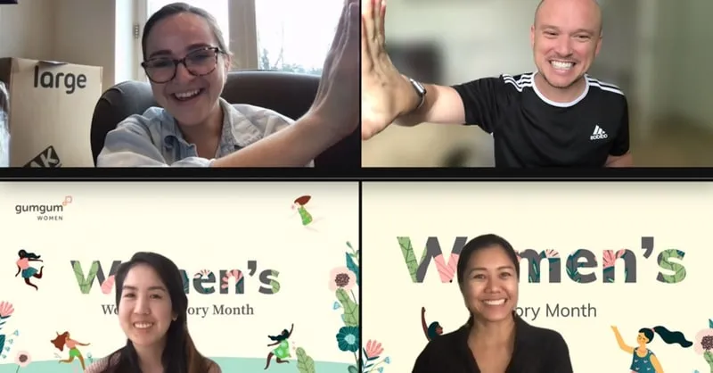 photo of employees enjoying coffee together