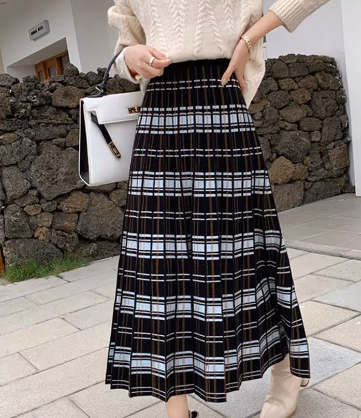 Plaid Knit Skirt