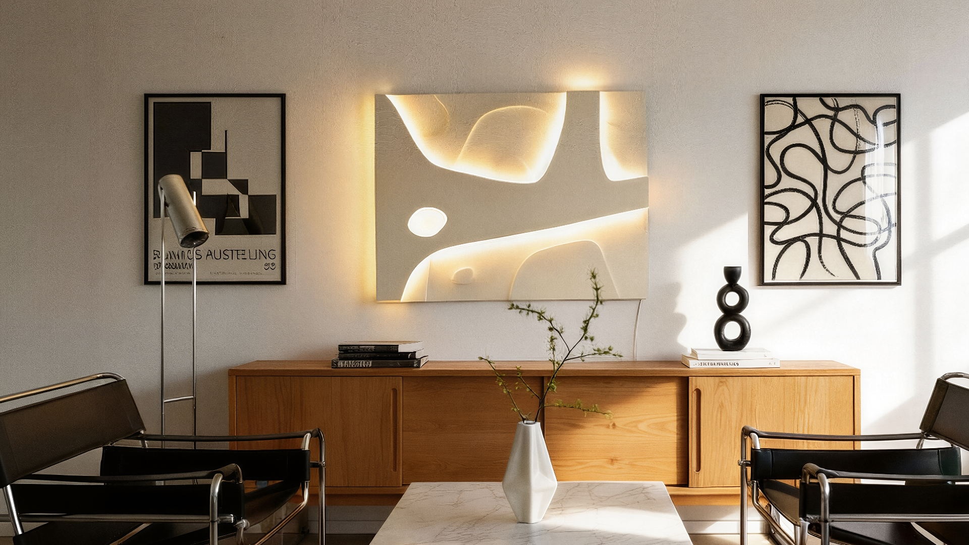 Layers of Light creates sculptural wall lamps where art and precise engineered illumination merge. Each piece is built from carefully calculated layers of light, transforming the wall into a composition of depth, shadow, and reflection. Inspired by natural light phenomena, the work evokes a sensory response — light that can be felt as much as seen. These pieces replace traditional wall art while fundamentally reshaping the atmosphere of a space.