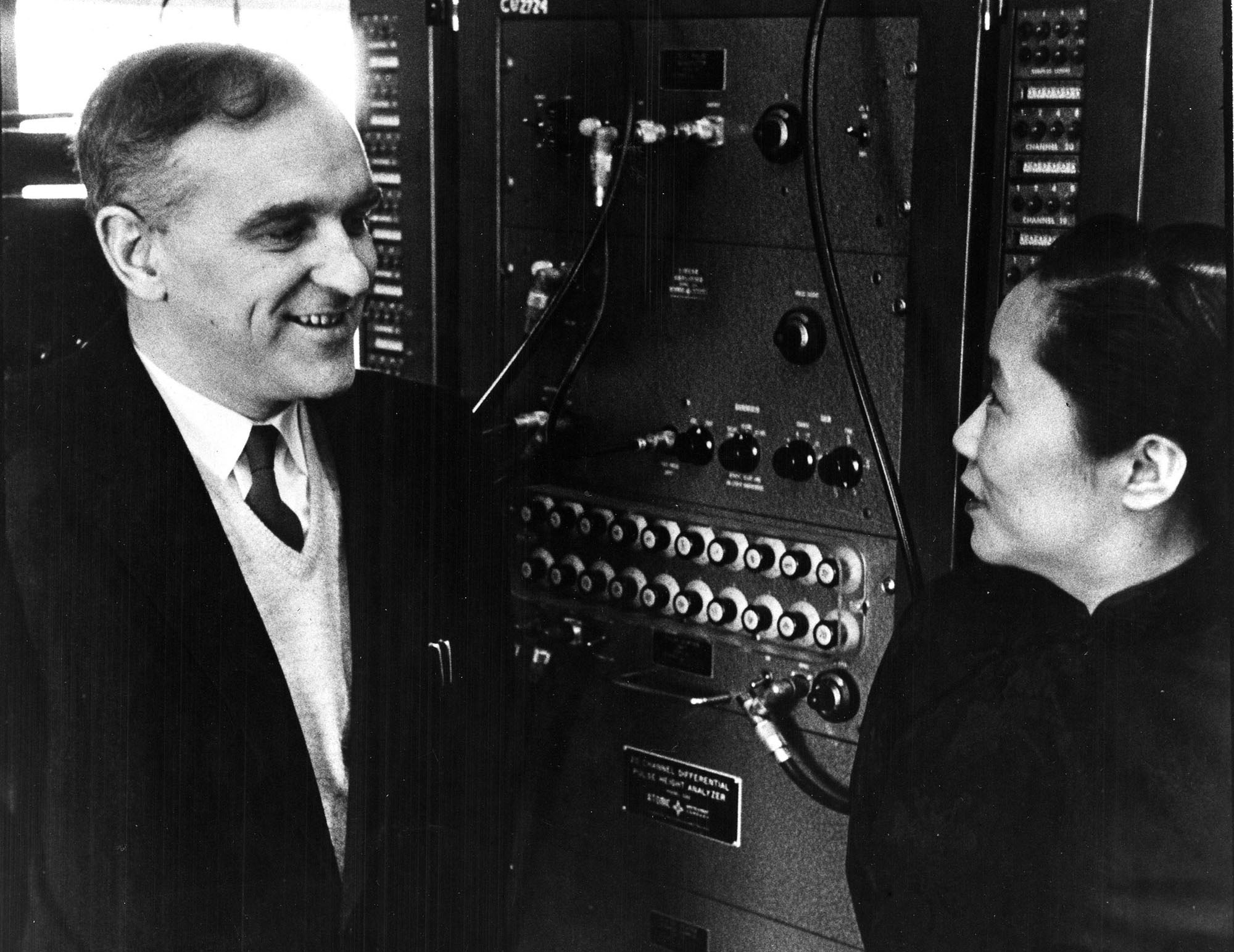 Ernest Ambler and C.S. Wu smiling about the parity experiment. Credit: NIST Digital Archives