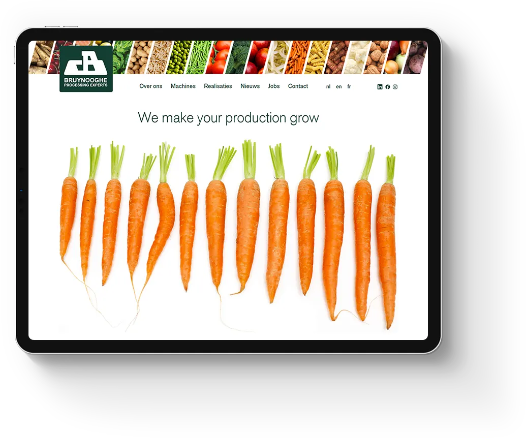 Website Constructie Bruynooghe op een iPad, gebouwd door Advice Media.