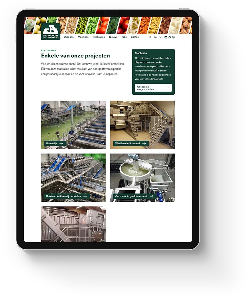 Website Constructie Bruynooghe op een iPad, gebouwd door Advice Media.