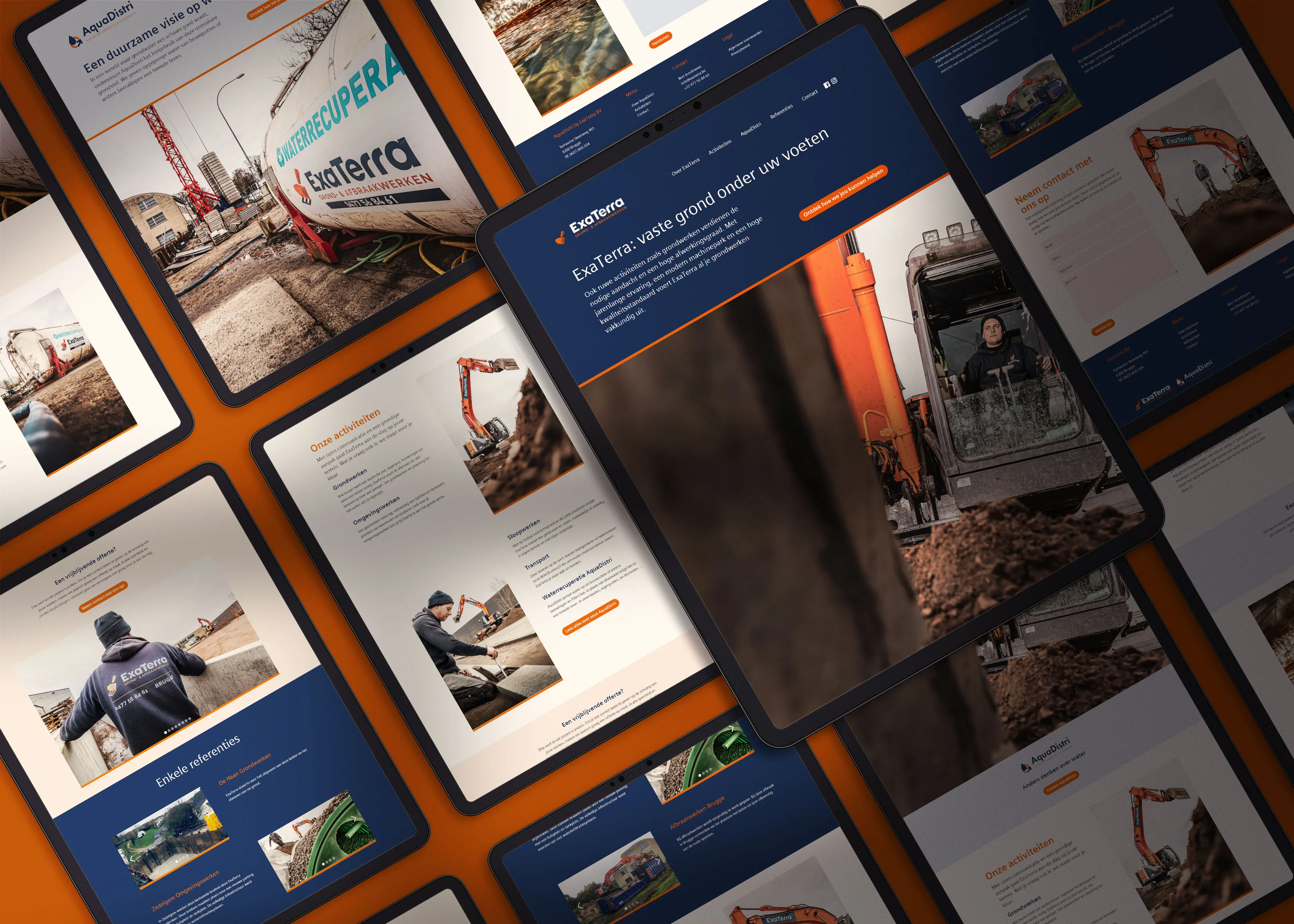 Website ExaTerra en AquaDistri op tablets, ontworpen door Advice Media.