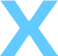 Large blue letter X on a white background.