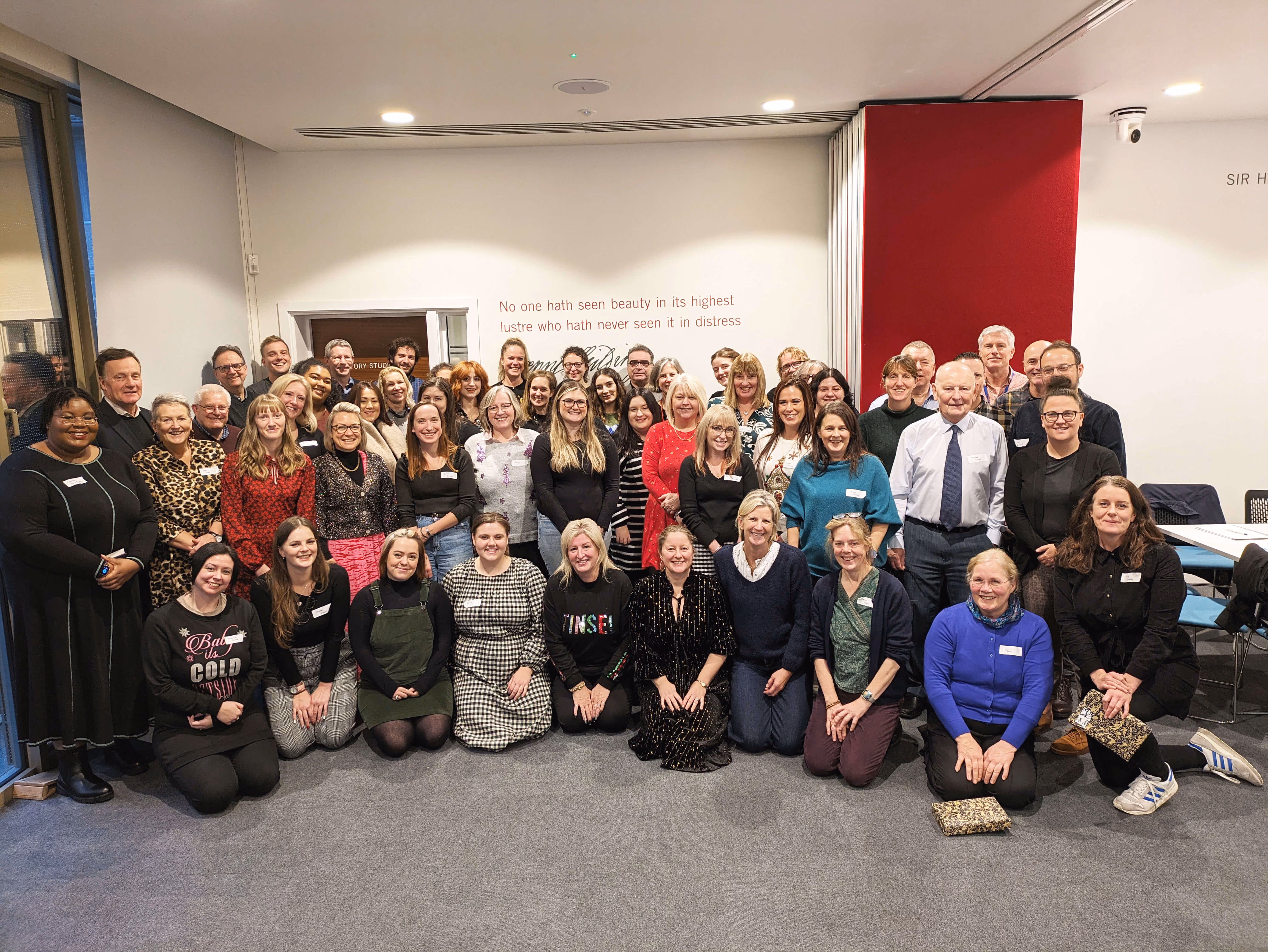 Shannon Trust team photo showing over 60 members of staff. A range of male and female, and different ages.