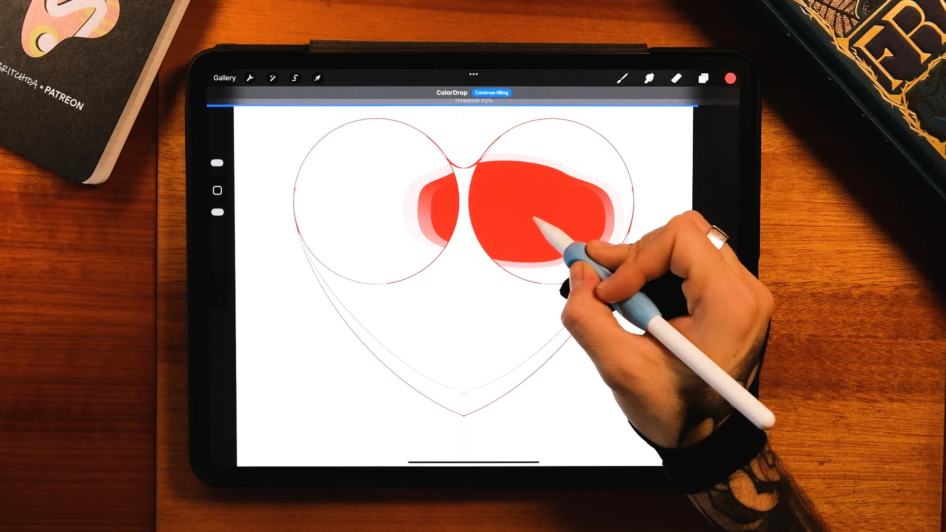 Heart lollipop base shape in Procreate