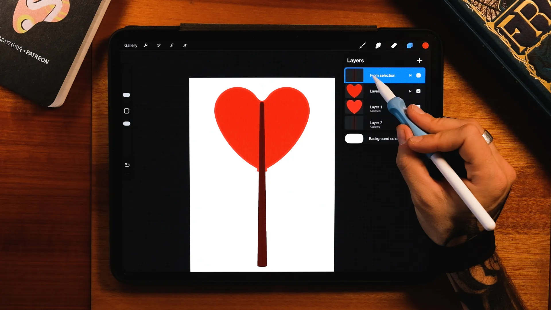 Drawing the lollipop stick in Procreate